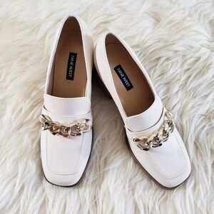 NWOB Nine West Char 3 Chain Strap Loafer Block Heels Square Toe Size 6.5
